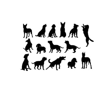 Köpek siluetleri, sanat vektör tasarımı