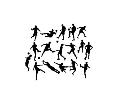 Futbol Futbol oyuncu siluetleri, sanat vektör tasarımı