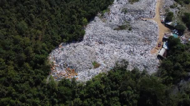 Widok Lotu Ptaka Składowiska Odpadów Odpady Stałe Problem Zanieczyszczenia Środowiska — Wideo stockowe