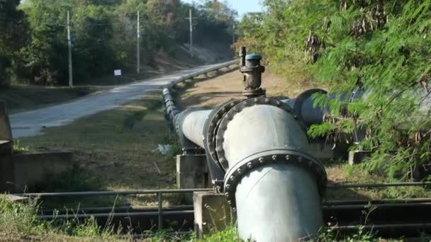 Pipe Installed Bridge Pipe Support Water Steel Pipes Community Utilities — Stok video