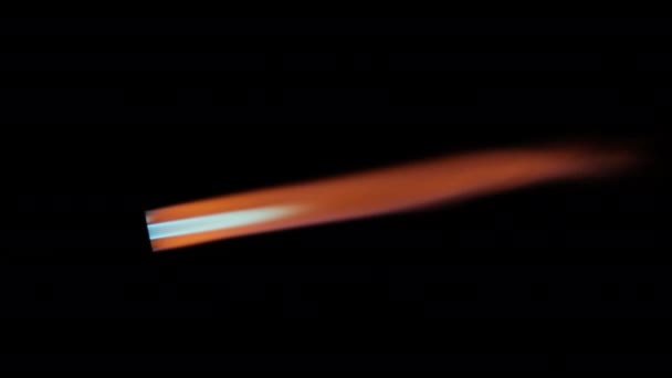 Close Flamethrower Burner Gas Blowing Fire Orange Blue Flames Black — Stok video