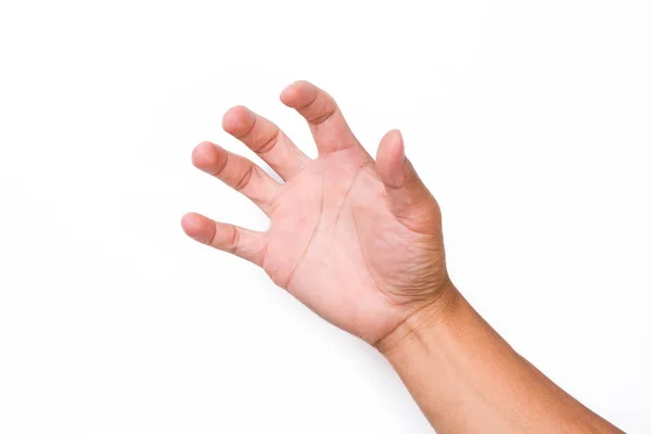 Close Van Mannelijke Hand Uit Reiken Klaar Helpen Ontvangen Geïsoleerd — Stockfoto