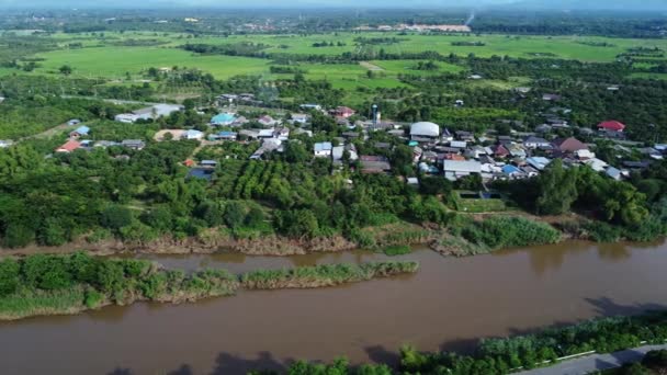 Chiang Mai Thailand Brug Ping Rivier Luchtfoto Van Het Verkeer — Stockvideo