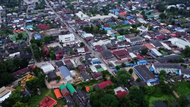 Vista Aérea Del Pueblo Pai Situado Provincia Mae Hong Son — Vídeos de Stock