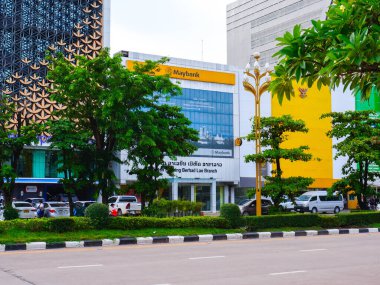 26 Haziran 2024, Vientiane, Laos - Banka binaları ya da Vientiane ofisi.