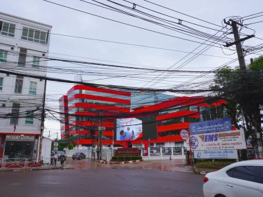 Vientiane, Laos 'ta elektrik kabloları.