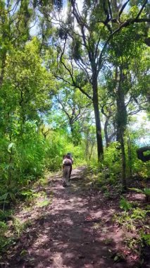 Doğayı keşfeden gülümseyen çocuklar. Kız kardeşler bir yaz günü birlikte yürüyüş yaparken doğayı öğrenirler..