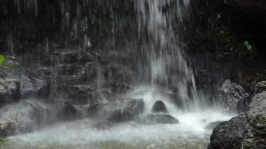 Sonbahar ormanında şelale. Tayland 'da bir milli parktaki tropikal bir ormanda dağ şelalesi..