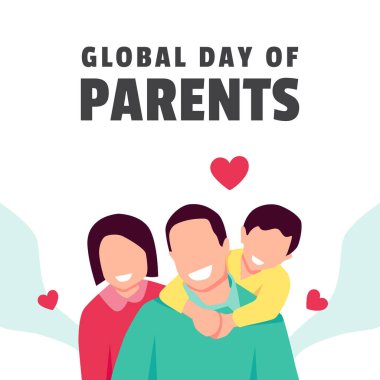 Ebeveynlerin Evrensel Günü düz illüstrasyon tasarımı