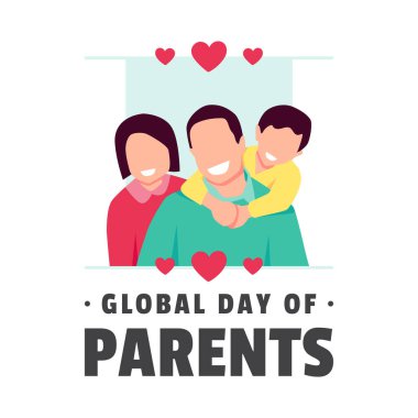Ebeveynlerin Evrensel Günü düz illüstrasyon tasarımı