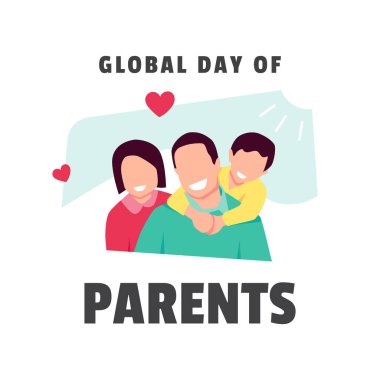 Ebeveynlerin Evrensel Günü düz illüstrasyon tasarımı