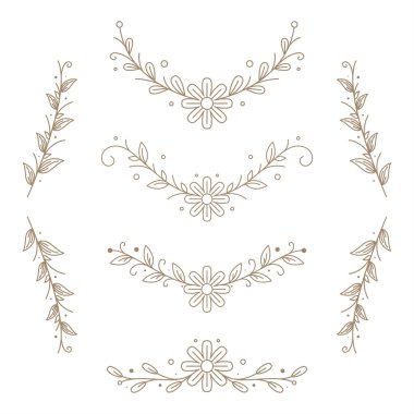 Yaprak Düğün Süsleme Tasarım Elementi Koleksiyonu