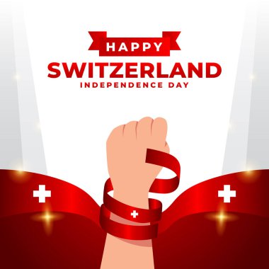 İsviçre Bağımsızlık Günü tasarım illüstrasyon koleksiyonu