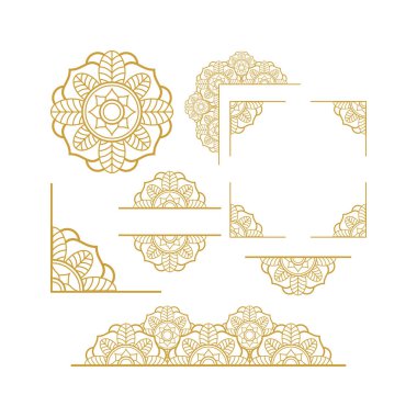 Mandala Düğün Süslemeleri Altın Vektör Tasarımı
