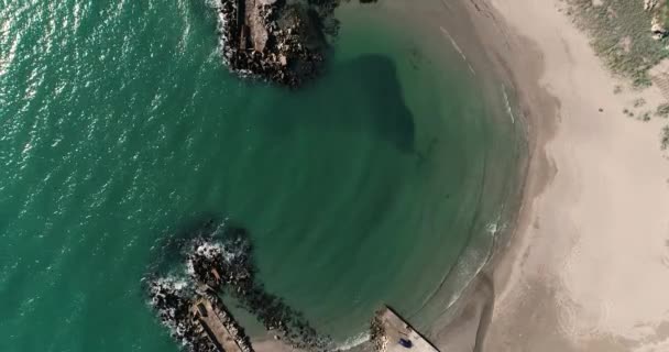 Letecký Pohled Shora Dolů Krásný Záliv Pláž Bolata Černém Moři — Stock video