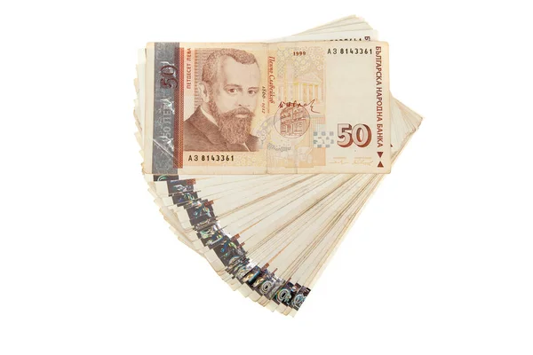 Une Pile Billets Argent Bulgare Billets Monnaie Bulgare Leva Bgn — Photo