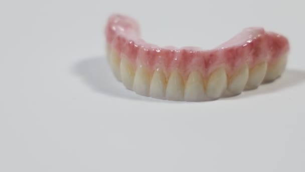Dental Health Care Close Ceramic Zirconium Dental Prosthesis Zirconium Oxide — Stock Video