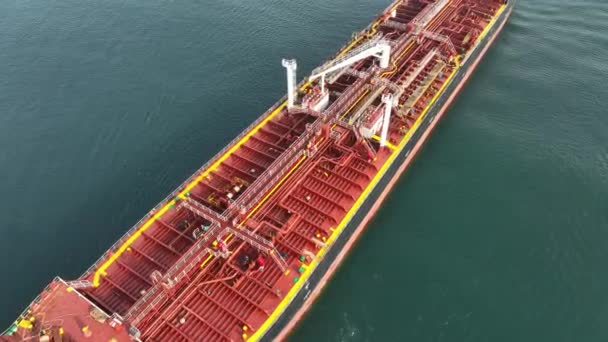 Aerial View Oil Tanker Floats Tanker Ship Logistic Transportation Business — Stock Video
