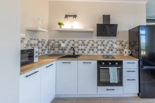 Nieuwe Moderne Keuken Nieuw Huis Interieurfotografie — Stockfoto