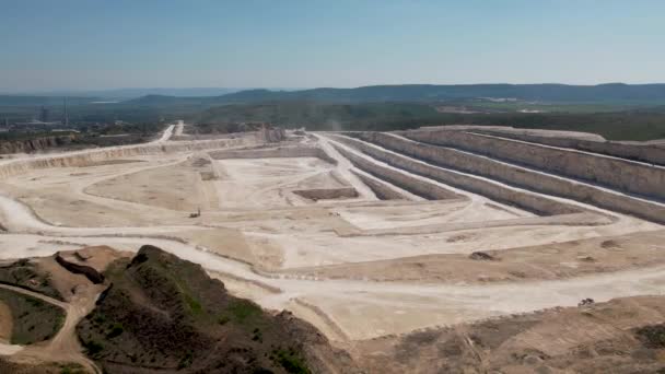 Aerial View Opencast Mining Quarry Stone Quarry — Vídeos de Stock