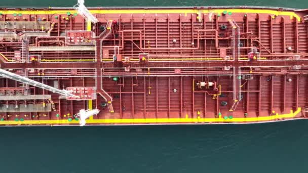 Вид Повітря Нафтовий Танкер Плаває Танкерний Корабель Логістика Транспортування Нафтогазової — стокове відео