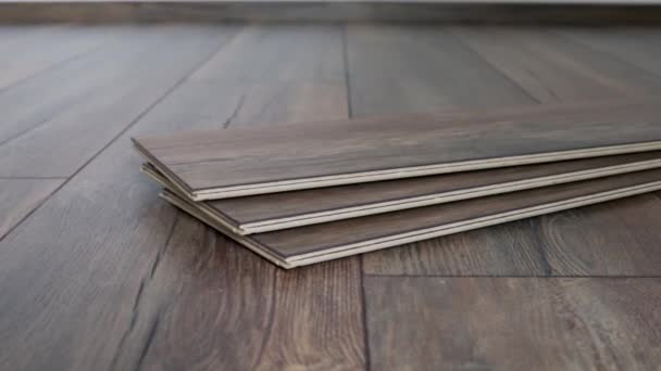 Wooden Floor Samples Laminate Timber Laminate Flooring — Vídeos de Stock
