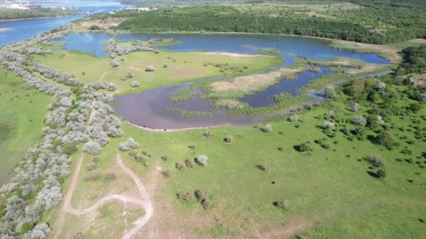 Wild Bulgaria Aerial Wiev Yatata Area Swamp Situated Varna Bulgaria — 비디오