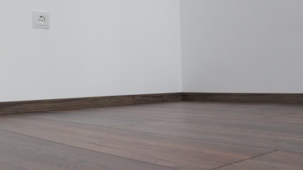 Laminated Wood Floor White Wall Empty Room New Laminate New — 비디오