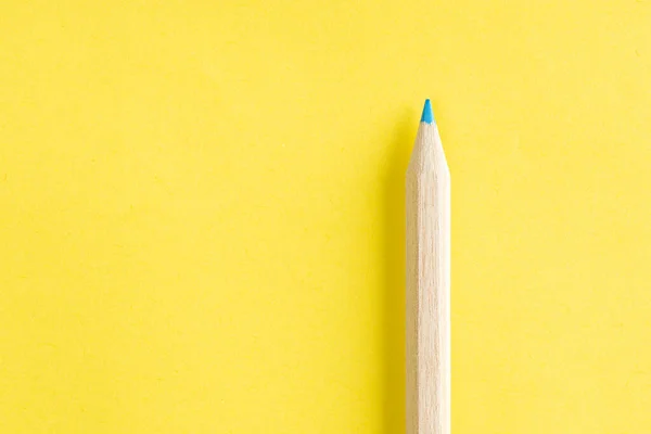 Wooden Blue Pencil Yellow Background — Stock Photo, Image