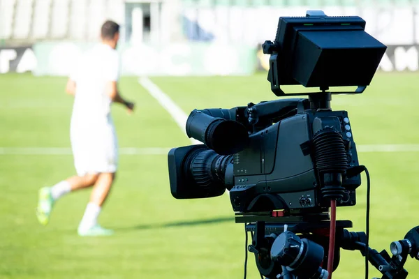 Camera Stadium Broadcasting Football Soccer Match — 图库照片