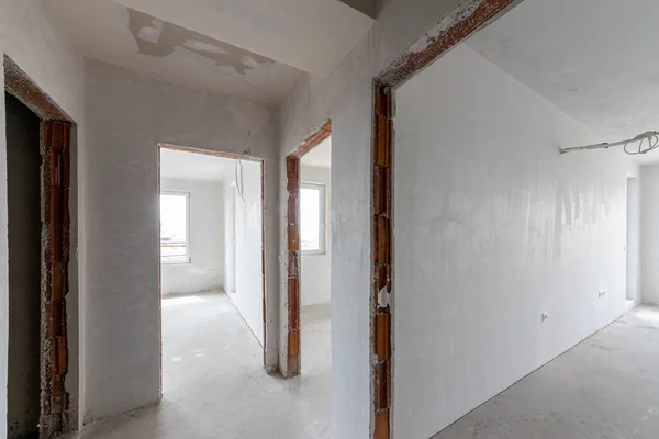 Nuove Stanze Vuote Costruzione Pareti Gesso Nuova Casa Muri Cemento — Foto Stock