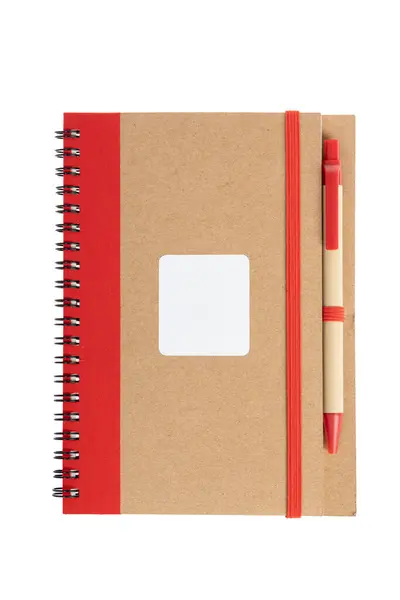 Set Recycle Paper Notebook Pen Diary Notebook Isolated White — Stock Photo, Image