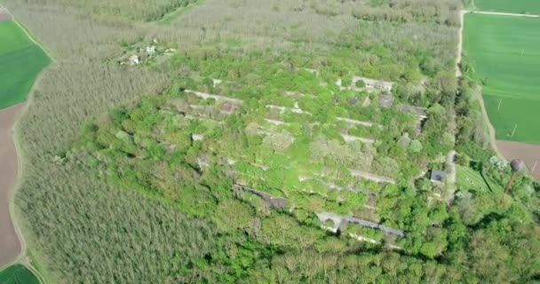 Vista Aérea Velha Quinta Porcos Abandonada Fazenda Gado Exploração Colectiva — Vídeo de Stock