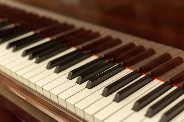 Sfondo Vecchia Tastiera Pianoforte Vicino — Foto Stock