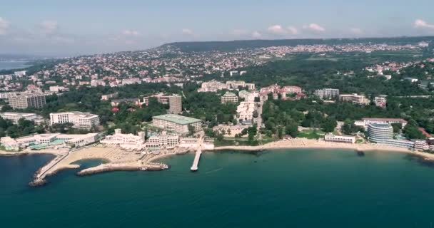 Luchtfoto Van Heiligen Constantijn Helena Badplaats Aan Bulgaarse Zwarte Zee — Stockvideo
