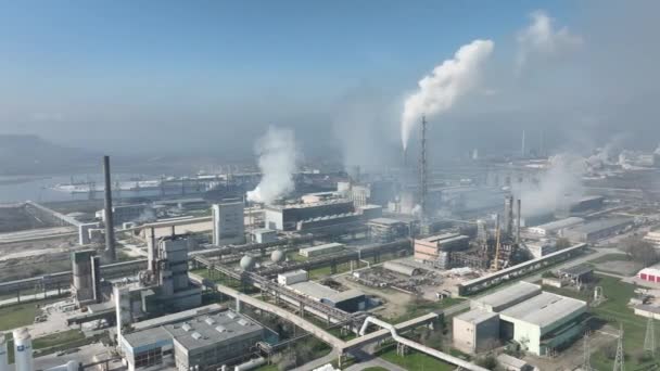 煙と化学工場 化学工場だ 煙道付き産業用発電所 — ストック動画