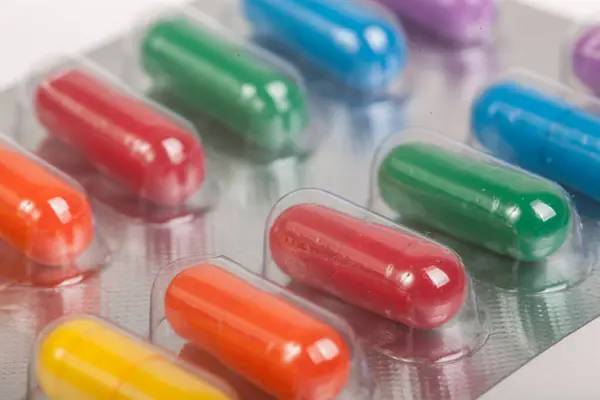 Close Colorful Pills Blister Pack — Stock Photo, Image