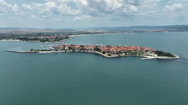 Luftaufnahme Von Nessebar Antike Stadt Der Schwarzmeerküste Bulgariens — Stockvideo