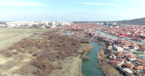 Luftaufnahme Über Der Stadt Jambol Bulgarien — Stockvideo