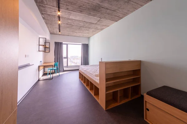 Einfaches Studentenwohnheim Schlafzimmer Hostel Schlafsaal Campus — Stockfoto