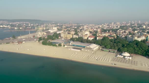 Bellissimo Paesaggio Urbano Sulla Città Varna Bulgaria Spiaggia Città Vecchia — Video Stock