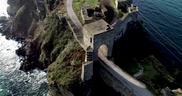 Kaliakra古堡之门在Kaliakra角上空中风景 保加利亚东北部Kavarna — 图库视频影像