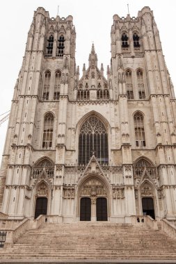 St. Michael and St. Gudula Cathedral. Beautiful gothic cathedral in Brussels, Belgium clipart