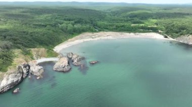 Bulgaristan 'ın Burgaz Bölgesi' nin Rezovo köyü yakınlarındaki Silistar plajının hava manzarası