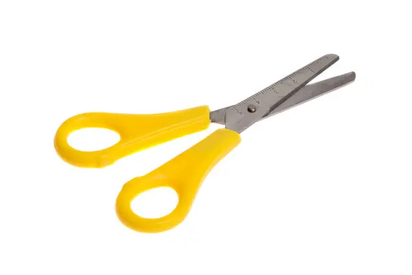 Žluté Nůžky Izolované Bílém Pozadí Stock Fotografie