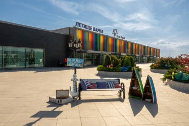 Varna, Bulgaristan, 16 Ağustos 2018 - Varna Havaalanı. Varna Bulgaristan deniz başkenti olduğunu