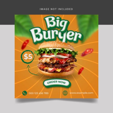 Hamburger pankartı sosyal medya iletisi şablonu