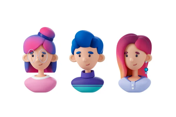 People avatars icons set 3d rendered illustration. Avatar profile pictures for web site design or mobile apps concept