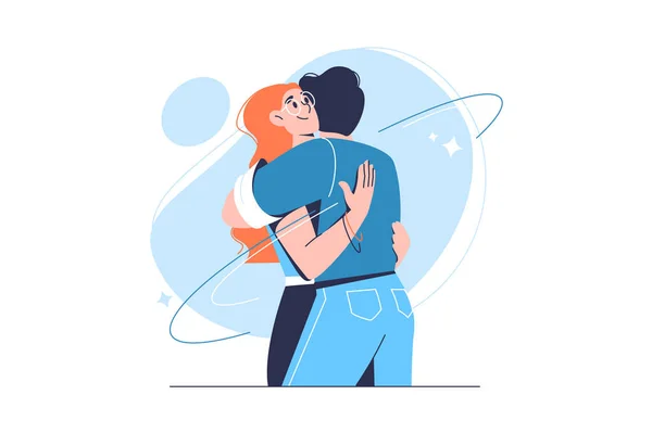 Homme Embrasse Femme Illustration Vectorielle Concept Relation Étroite — Image vectorielle