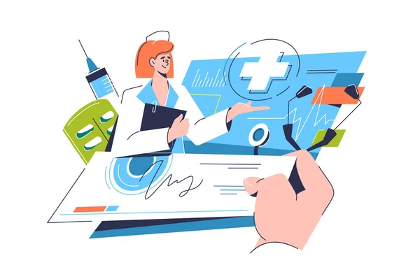 Nurse Prescription Medications Vector Illustration Health Care Concept — Stock Vector